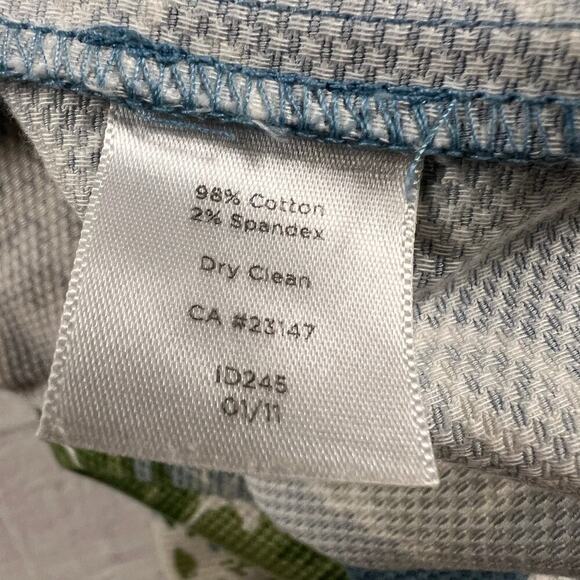 Talbots Woman Floral A-Line Skirt English Blue/Green Textured Cotton Size 16W - Picture 9 of 10